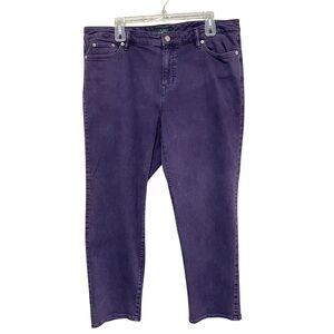 Lauren Ralph Lauren Purple Denim Crop Jeans LRL High Rise Classic Size 16W